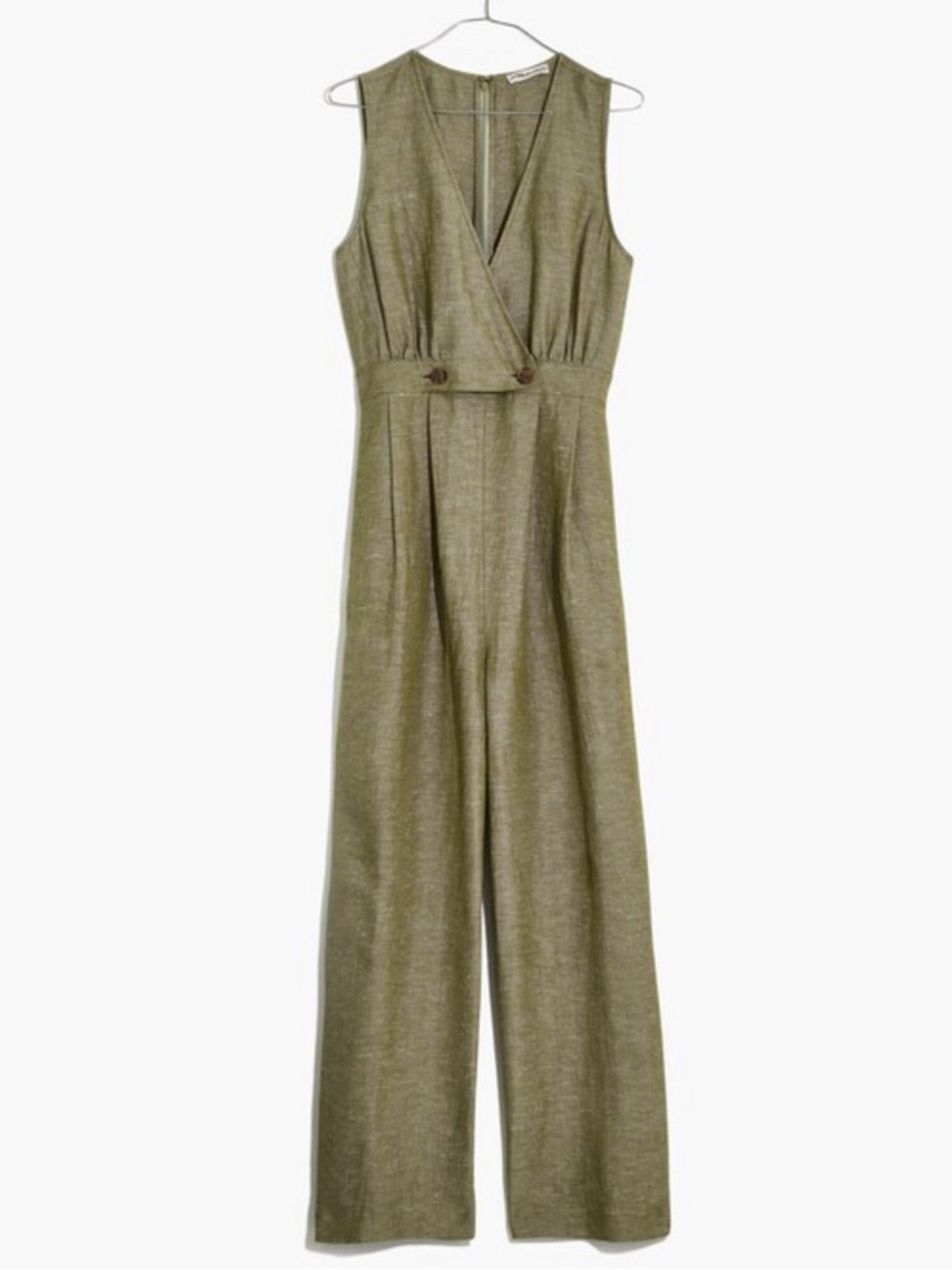 Madewell Linen Button-Waist Wide-Leg Jumpsuit